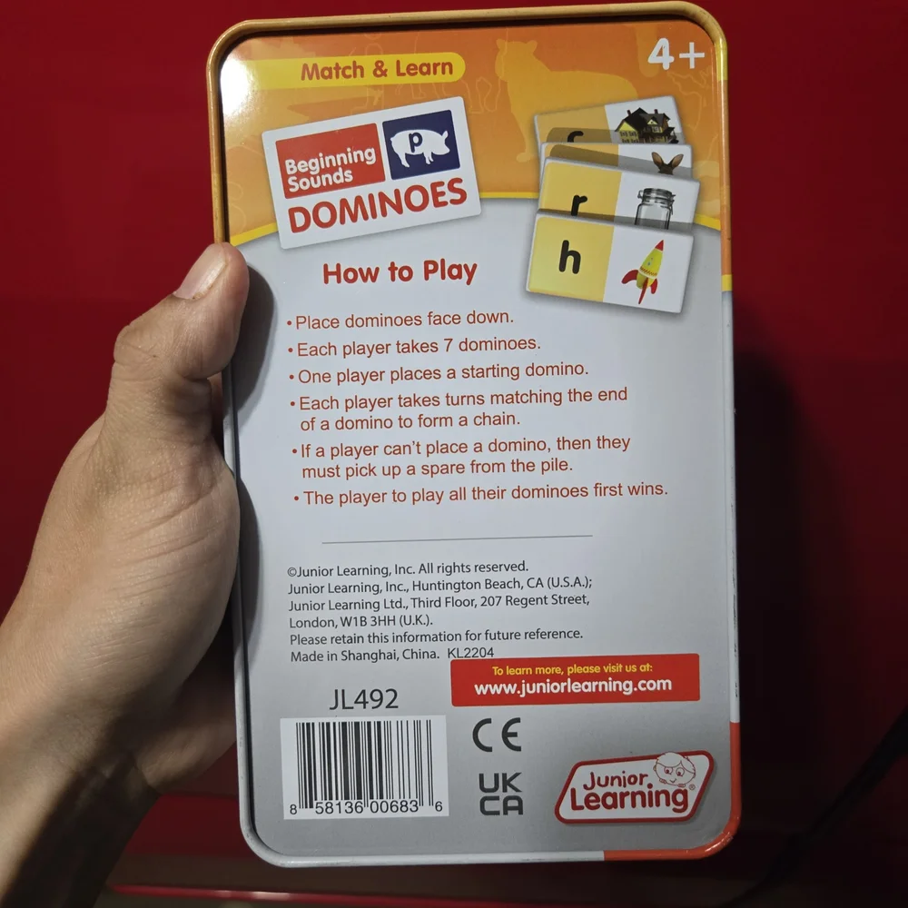 Beginning Sounds Dominoes -‎ Yellow and Red- Match & Learn- 28 Pieces